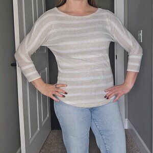 Cream & White Strip Sweater